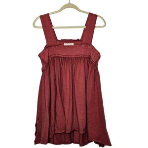 We The Free Pepole Womens Red Cotton Sleeveless Top Babydoll Oversized Boho S‎